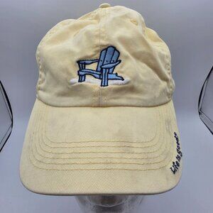 Life Is Good Yellow Baseball Cap Hat Adirondack Chair Design Adjustable Beach
